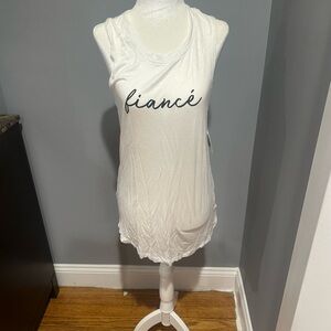 White Sleeveless Top with 'Fiancé' Print David’s bridal
